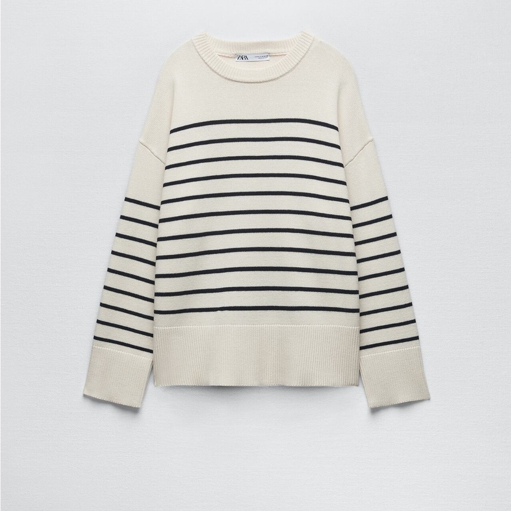 Zara STRIPED KNIT SWEATER size large